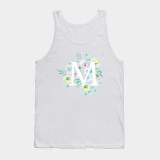 Botanical alphabet M green and purple flowers Tank Top